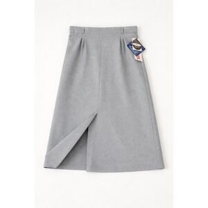 Vtg Today's Dacron Front Slit Gray Pleated Midi Skirt Tall Size 11/12 NWT Med Sm